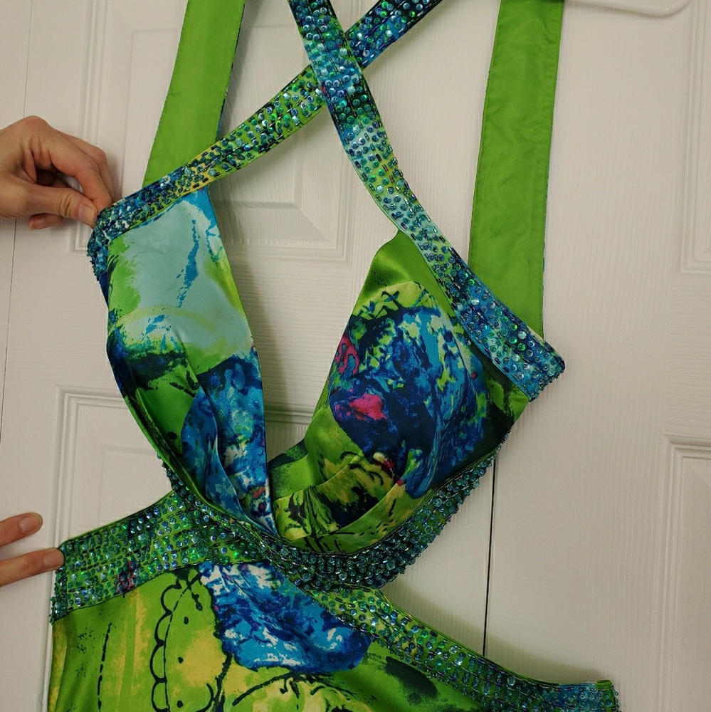 Neon floral formal dress